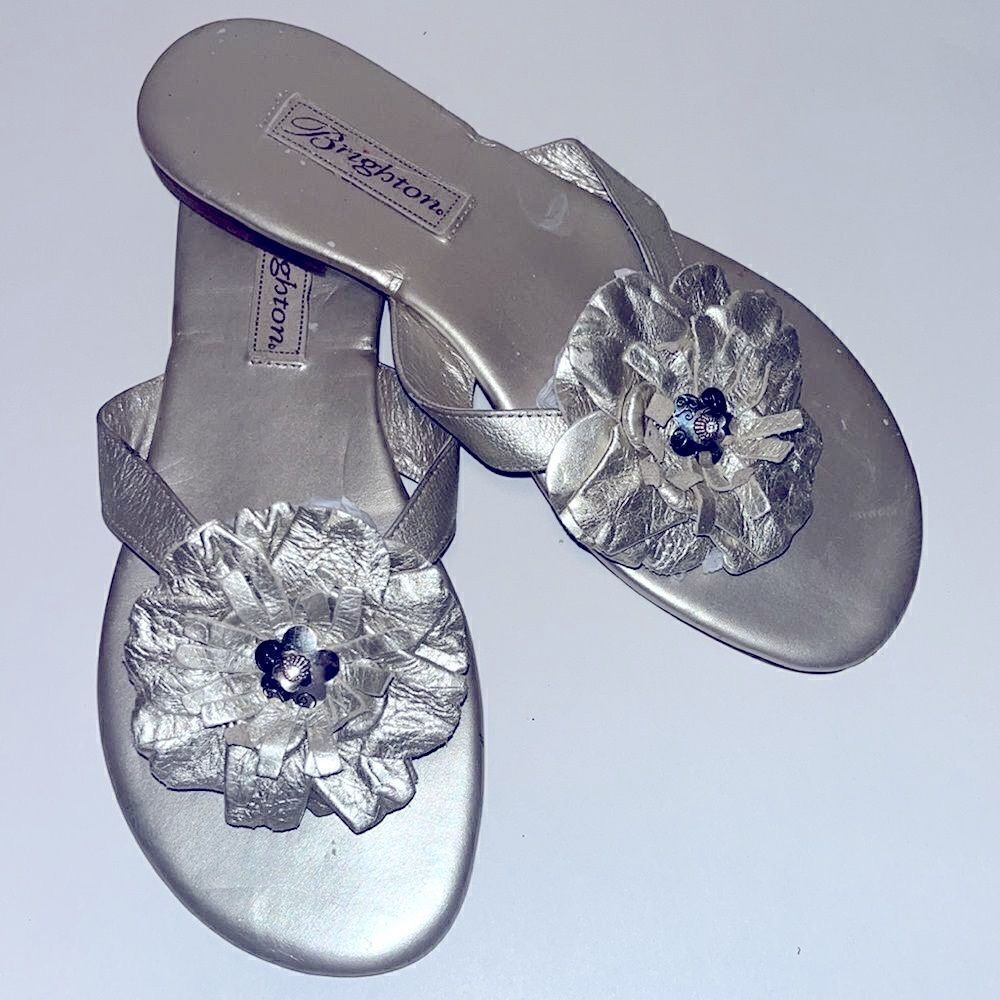 Vintage Brighton ASTOR leather gold/ silver toned sandals